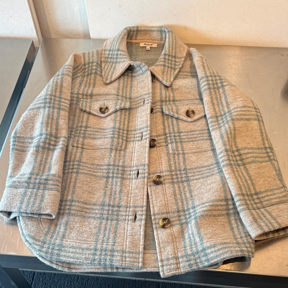 Madewell Blue and Gray Plaid Jacket